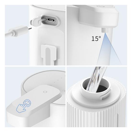 Бесконтактный автоматический дозатор мыла, перезаряжаемый через USB, водонепроницаемый IPX5, с 4-уровневой регулировкой дозирования, емкость 380 мл