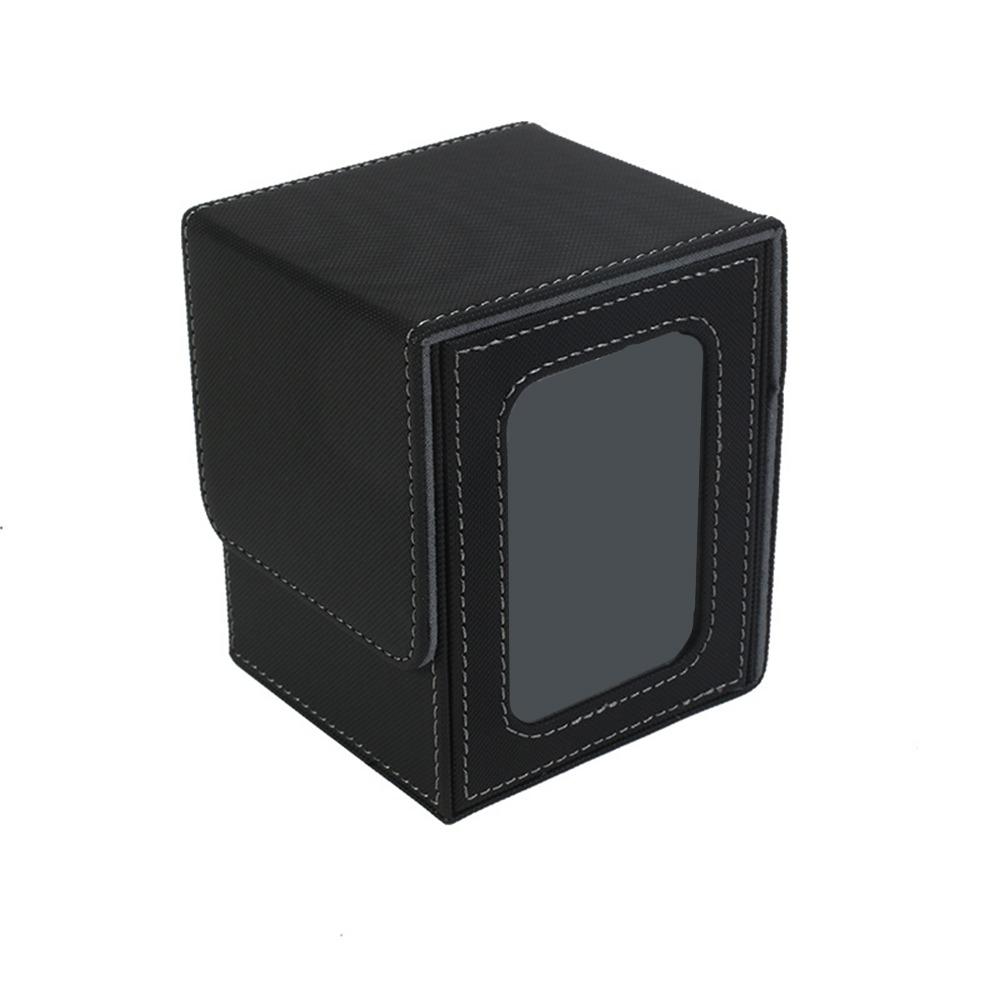 PU Leather Card Deck Box With Window Window Collection Box Fashion Card Stacking Storage Box