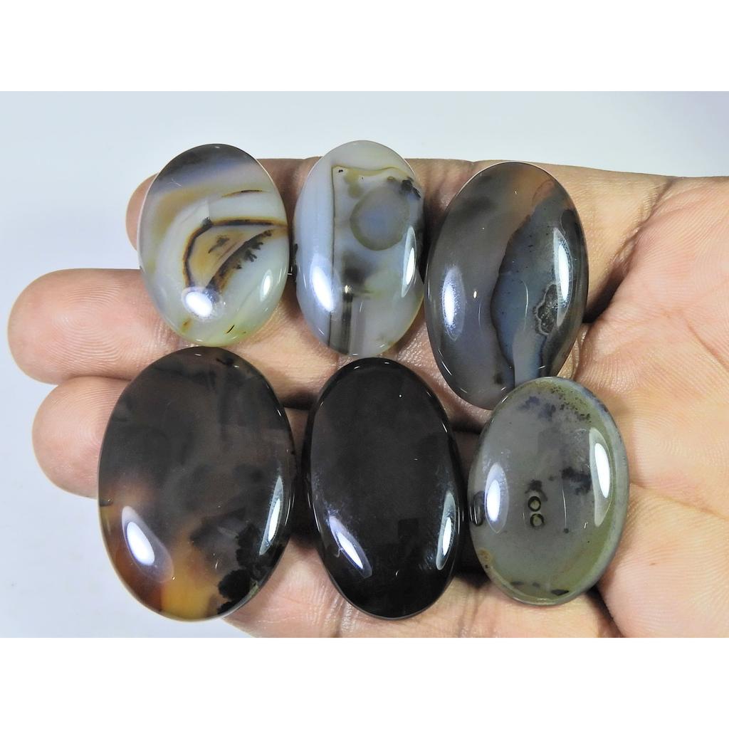 06Pcs Natural Montana Agate Oval Cabochon Loose Gemstone 230Cts. Lot C-488