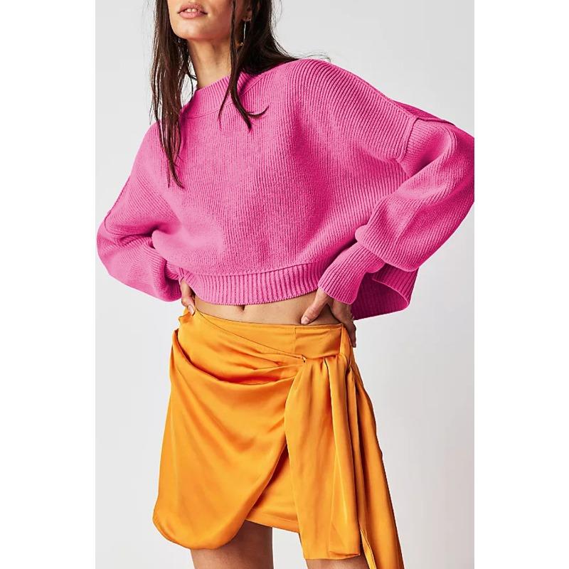 Women's Autumn and Winter Round Neck Solid Colour Loose Pullover Jumper