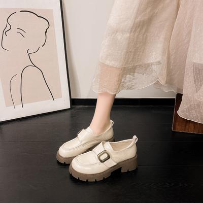 Туфли на плоской подошве из натуральной кожи для женщин Huizhou, виноградные, те же самые, маленькие кожаные туфли на толстом каблуке, новые весенние туфли на платформе