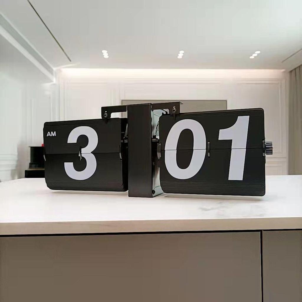 Creative Retro Flip Clock - Modern Simple Design, Ingenious Single-Leg Balance for Living Room Decor