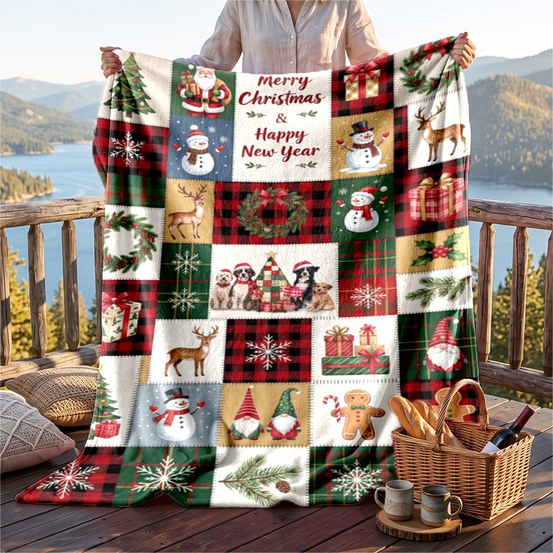 Christmas Flannel Throw Blanket Soft Warm Cozy For Sofa Bed Indoor Home Use Great Holiday Gift