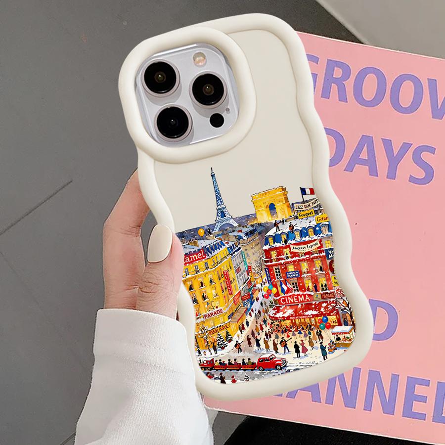 Christmas Winter Street Soft Phone Cover Case for iPhone 18 XR 12 8 11 16 Pro Max 17 Air 15 Plus 13 14