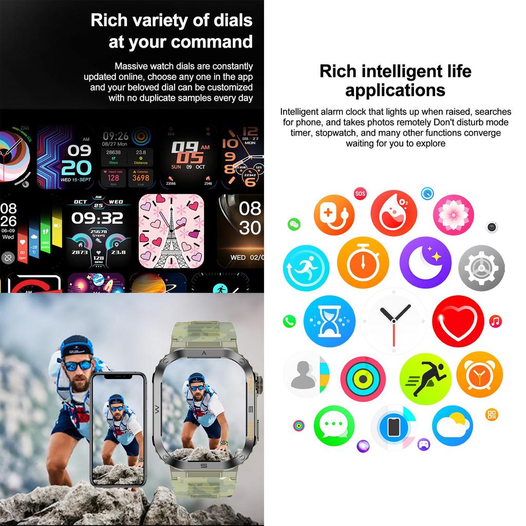 LIGE Смарт-часы с большим экраном HD, 2,01 дюйма, квадратный экран, Bluetooth-вызов, смарт-браслет, спортивные водонепроницаемые умные часы для фитнеса