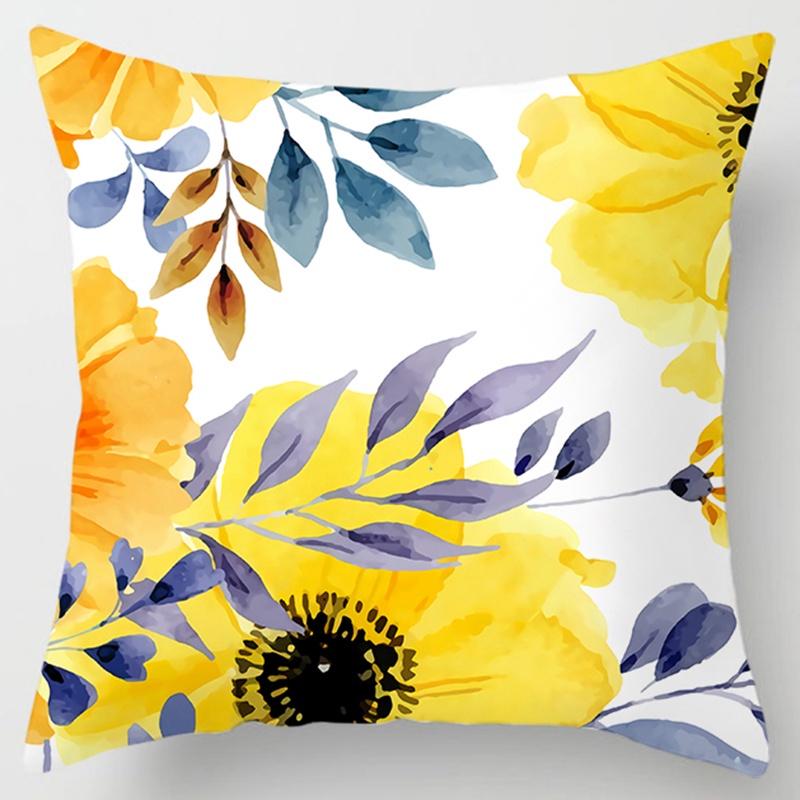 Современная простая наволочка с желтым цветком, домашняя подушка для дивана, наволочка для поясничной подушки, наволочка, поясничная подушка без подушки, 45*45 см