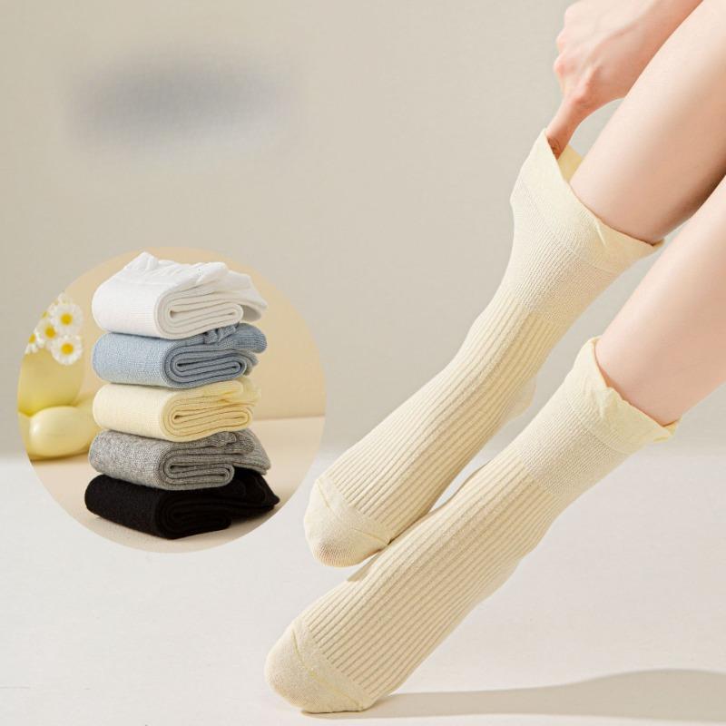 Women's Autumn Lace Mid-calf Socks Are Versatile and Casual. Cotton Long Calf Socks Are Sweat-absorbent