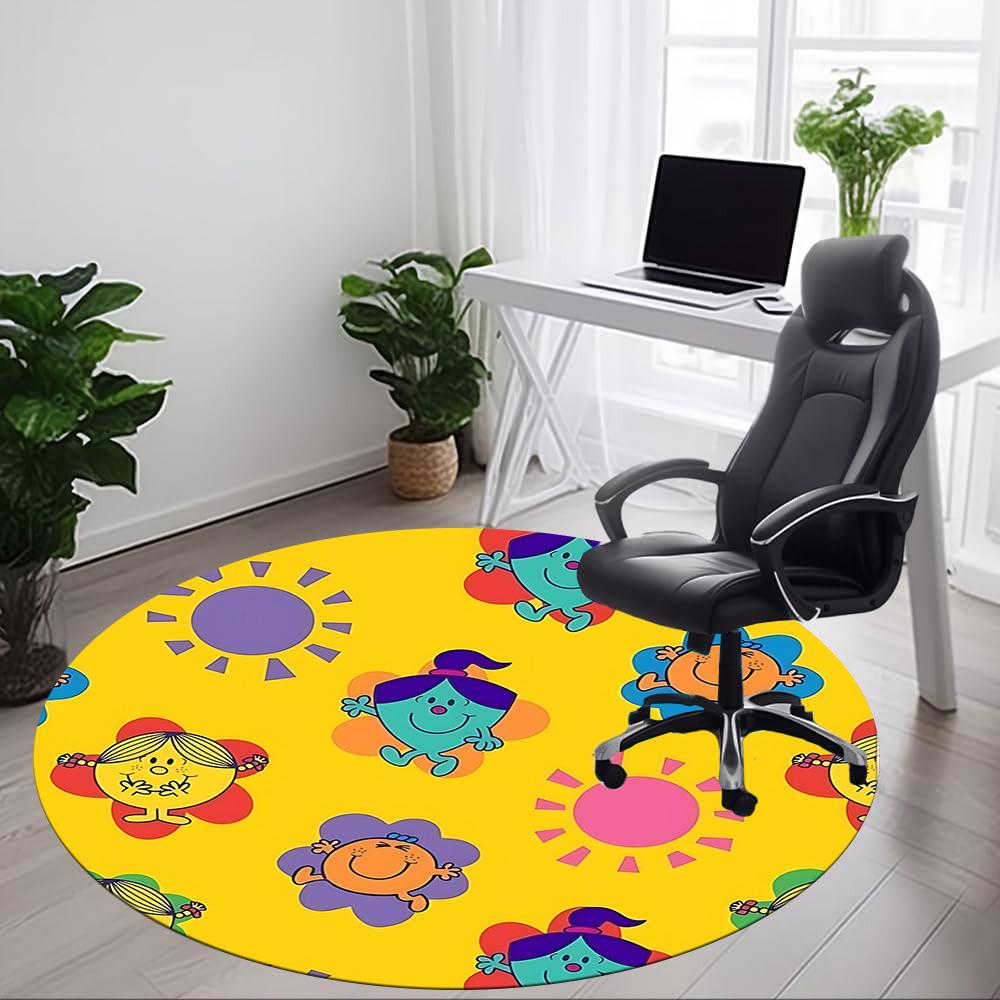 1pc Flower Sun Office Round Area Rug, Under Office Chairs Bedroom Living Room Home Decor, Room Deco, Available in Various Sizes