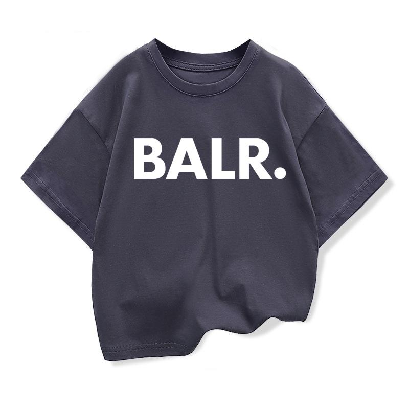 Летняя футболка для мальчиков Хлопок Повседневная Смешная BALR. Печать Крутые Свободные Топы с Круглым Вырезом для Малышей Детские Футболки с Коротким Рукавом Топы для Девочек