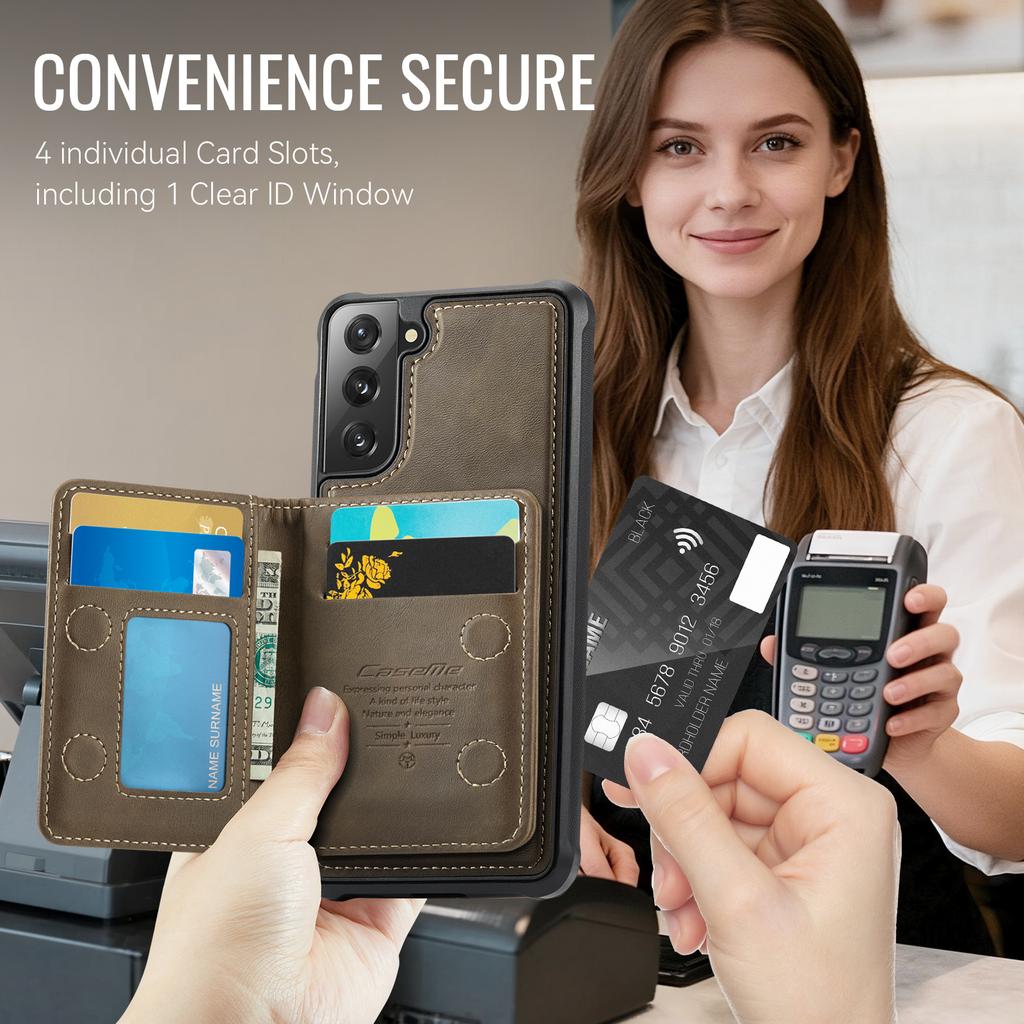 For Samsung Galaxy S21 5G/Galaxy S21 4G Magnetic Case CASEME ME80 Series Leather PC TPU Phone Cover with Detachable Wallet