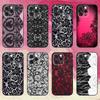 Черный кружевной принт Чехол для телефона Для iPhone 17, 16, 15, 14, 13, 12, 11 Plus, Pro Max Мягкий черный чехол