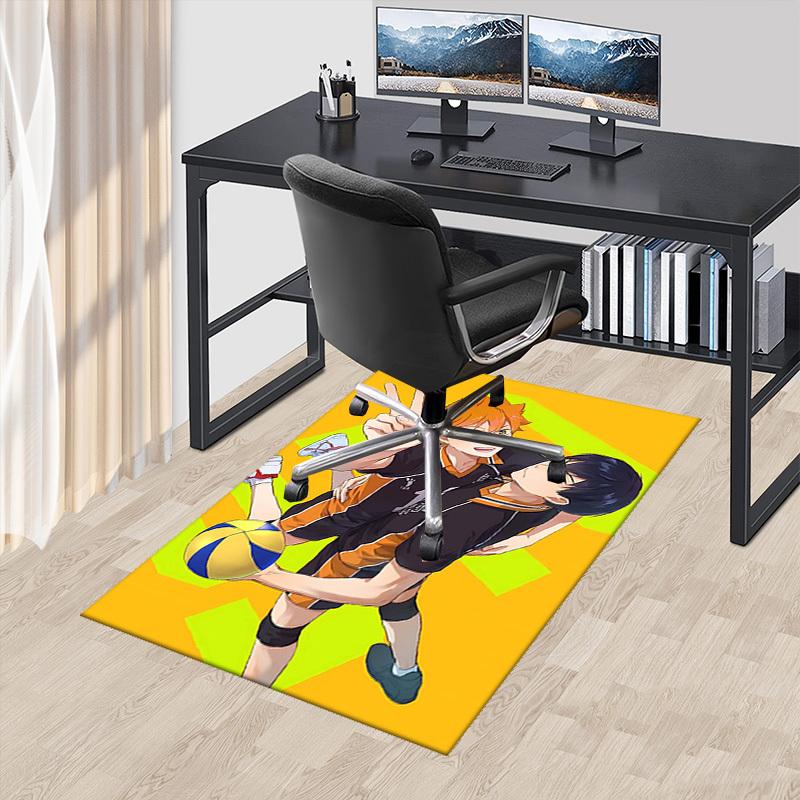 1pc Hinata Shoyo and Kageyama Tobio Volleyball Anime Chair Mat - Office Desk Pad with Cartoon Design, Non-Slip Carpet for Home Decor, Suitable for All