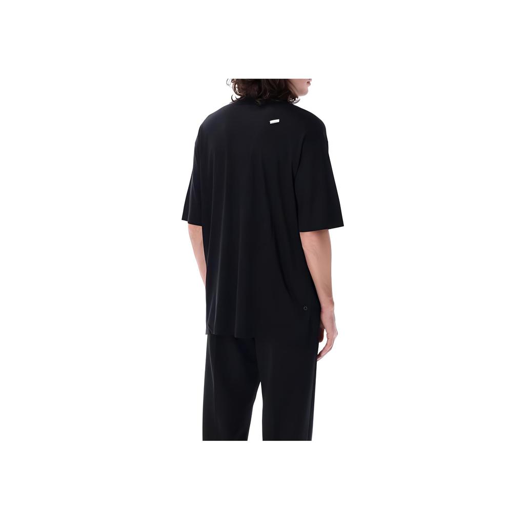 Emporio Armani Ss25 Однотонный пуловер с круглым вырезом свободного кроя с коротким рукавом мужские топы черные EM001035-AF13747-UC001