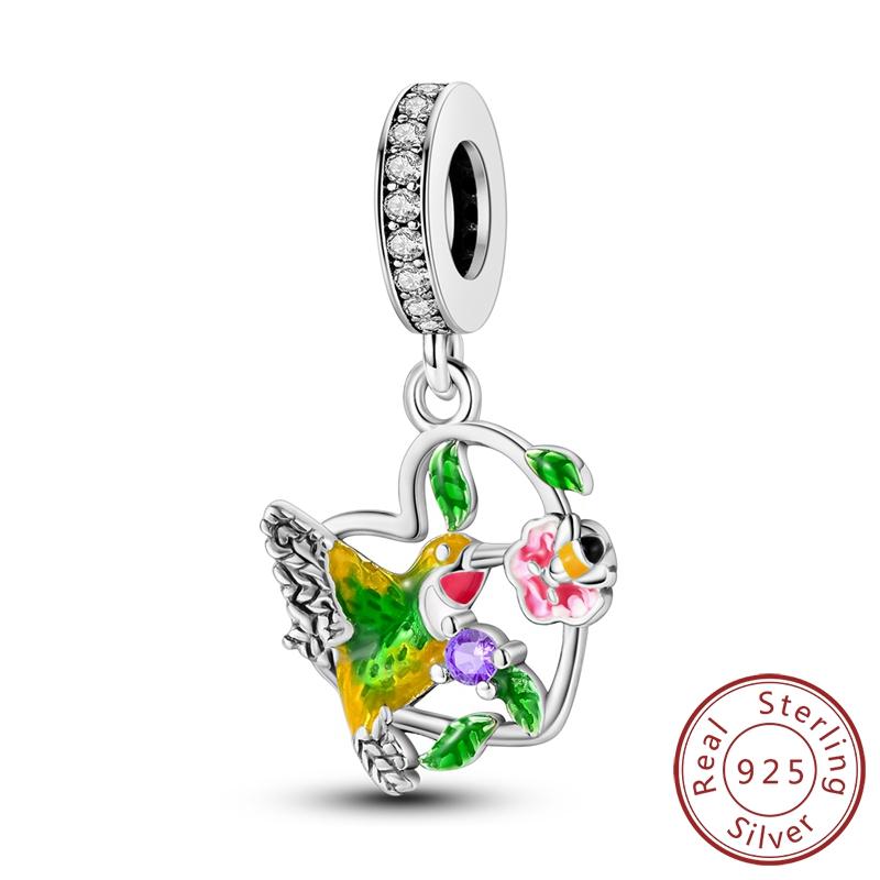 Настоящая медь Циркон Бабочка Дорожный кулон Шармы Бусины Подходят для оригинального колье-браслета Mula Женские украшения