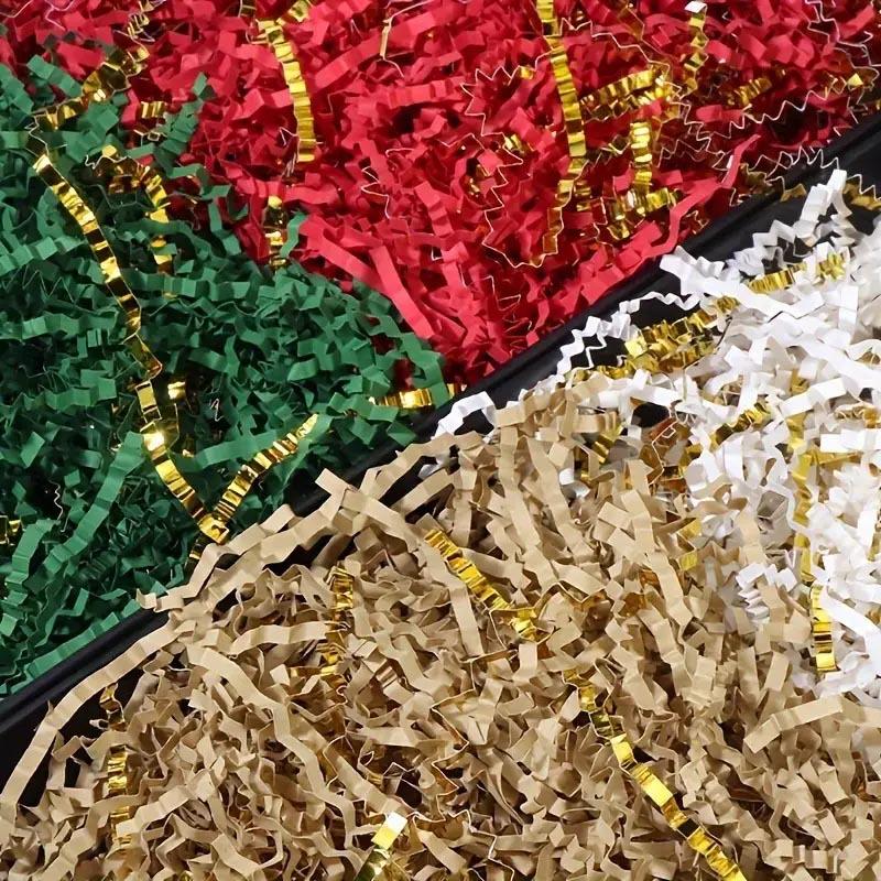 2 упаковки черно-красной смешанной золотой гофрированной бумаги для наполнения подарочных коробок, идеально подходит для упаковки и украшения подарков, 100 г/упаковка