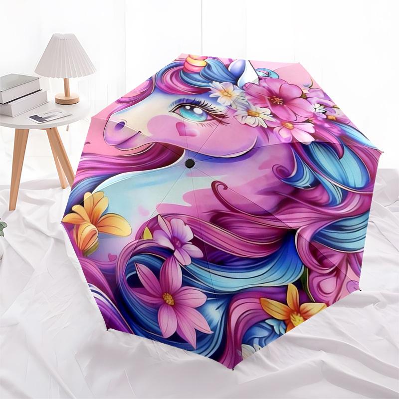 1pc Unicorn Fantasy Art Umbrella with Plastic Handle,Suitable for All Seasons Home Travel Outdoor Umbrellaptys31092