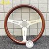 JDM 14inch 358mm Copy Wood Steering Wheel Black Silver Spoke JDM Universal Classic Sports Steering Wheel