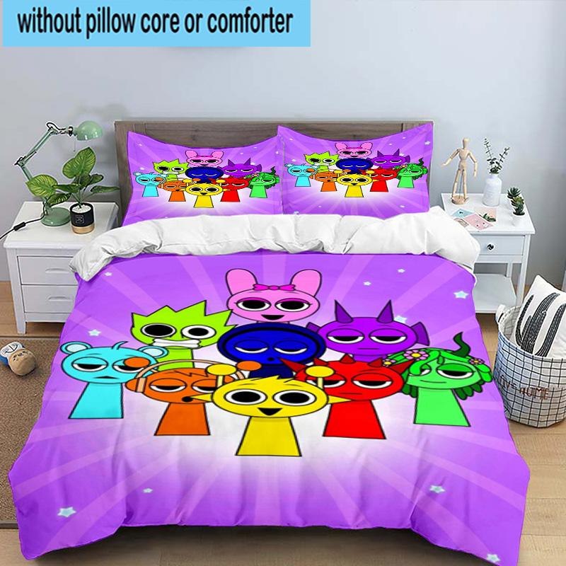3PCS Colorful Sprun-ki Robot Party 3pcs Bedding,Including 3PCS Duvet Cover And 2pcs Pillowcases Perfect for Christmas,Ideal for Bedroom, Dormitory