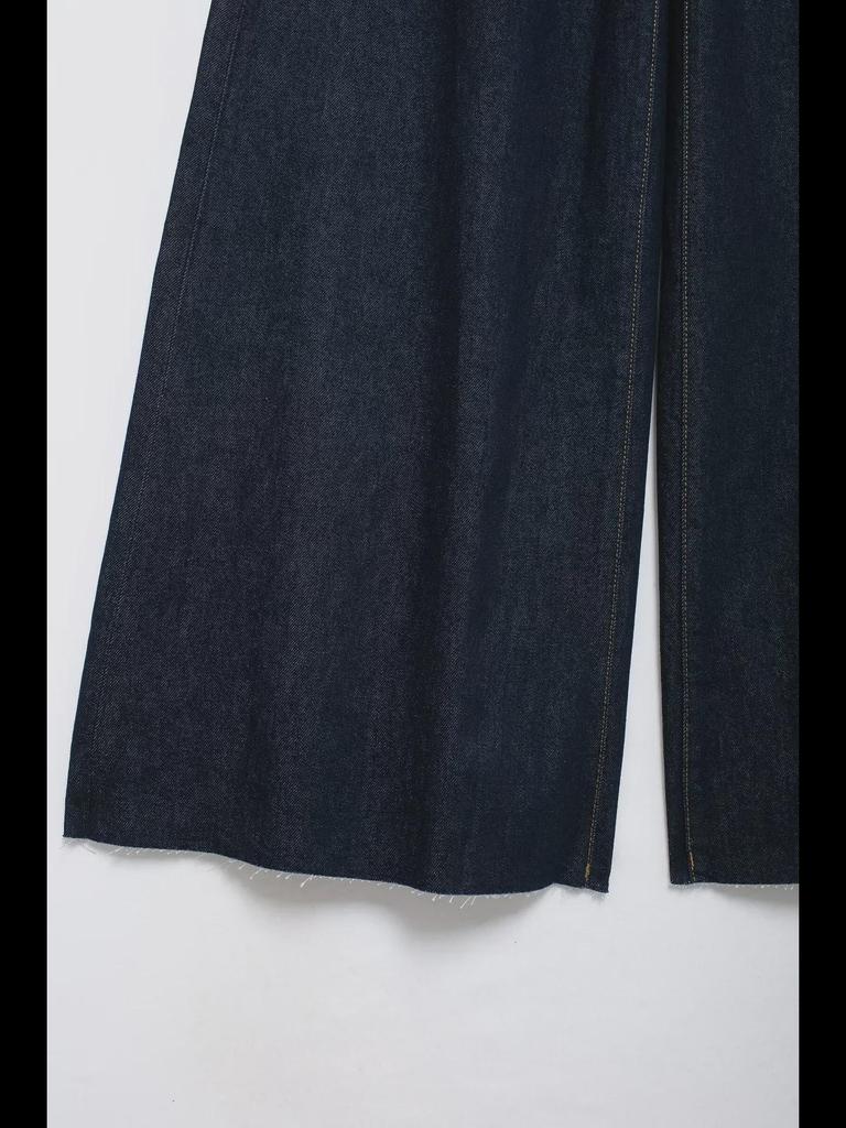 European & American Style Women's Slim Denim Vest and Wide-Leg Pants Set