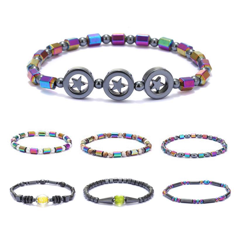 Красочные гематитовые энергетические магниты, браслет, женский браслет с цветным камнем, магнитная терапия, браслет для здравоохранения, очаровательные ювелирные изделия