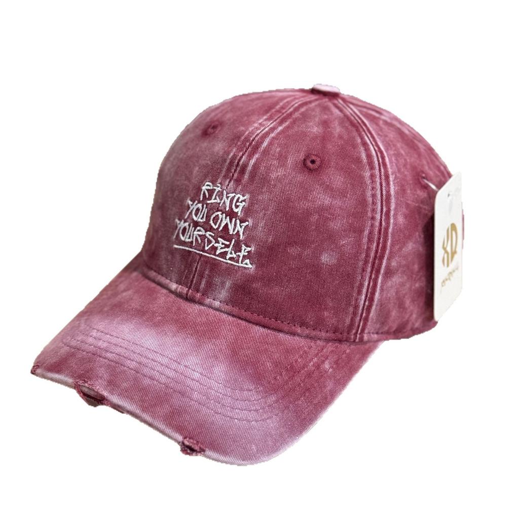 New American-style frayed letter embroidery baseball cap for women, versatile for autumn, makes the face look smaller, gradient soft-top duckbill cap