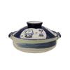 Saji Pottery Banko Ware Earthenware Pot, Size 6, Good Luck Cat Design, Made In Japan, 24-811, Blue, 900ml