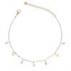 [R4490] - Gold Turquoise 'Cléopatra' Steel Anklet - 25 Cm - 6 Mm