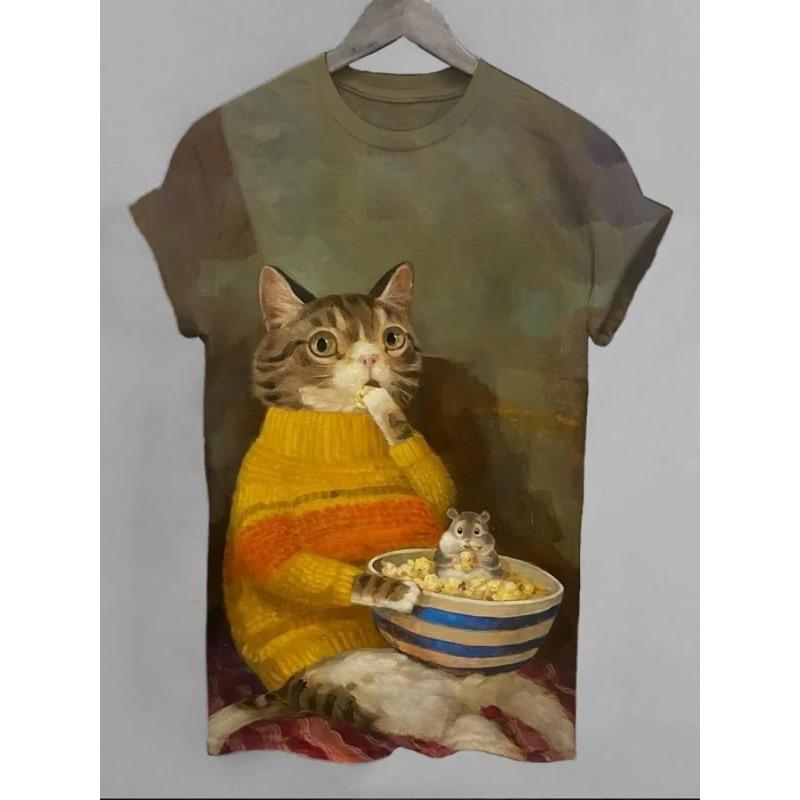 Men's Funny Animal Printed T Shirt Short Sleeved Tees Tops 3D Print Crew Neck Shirts Summer Casual Men's Clothing Apparel