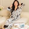 Pajamas for Women Ice Silk New Thin Simple Set Printed Ink Pajamas Set