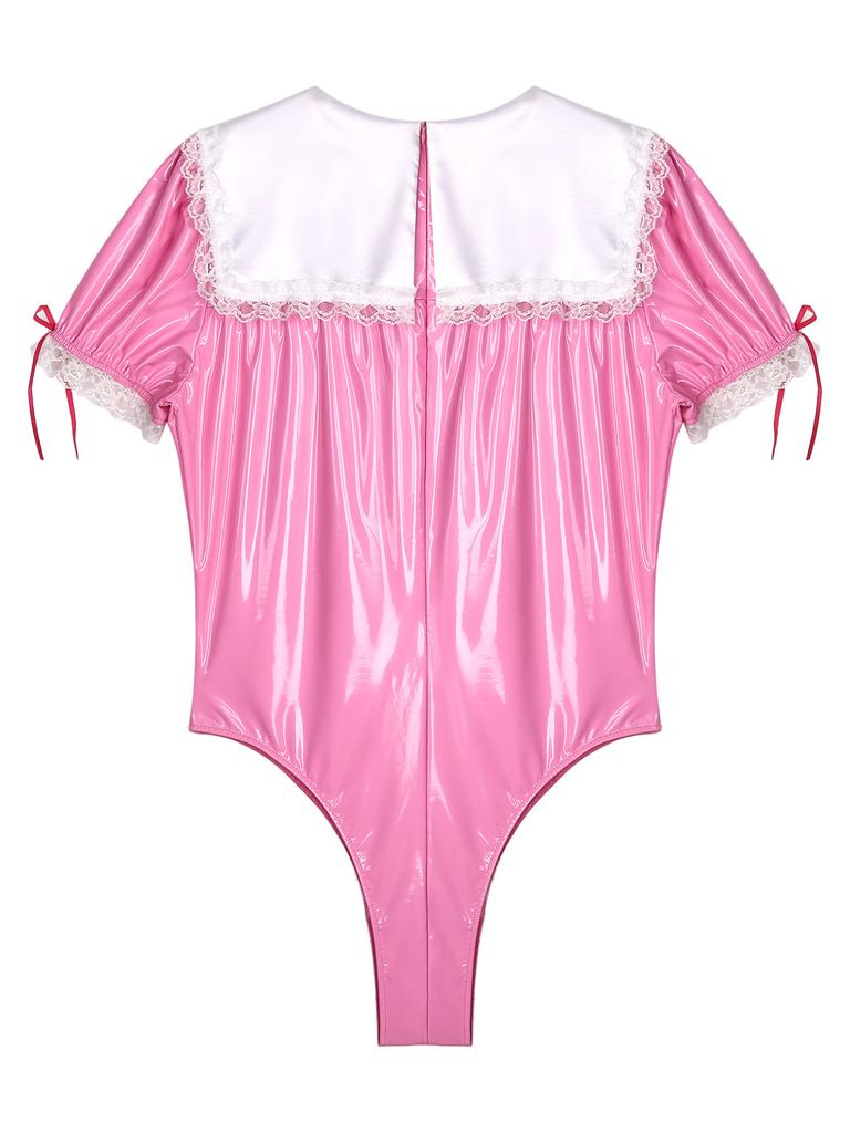 Мужской комбинезон для трансвеститов, костюм французской горничной, костюм для косплея с кружевной отделкой, латексное боди, униформа для ролевых игр, соблазнительная XXXL