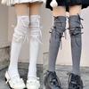 Lolita Long Socks Women Bandage Ribbon Bow Sweet Girls Kawaii Sexy Middle Tube Socks Ballet Style Solid Color Black White Socks
