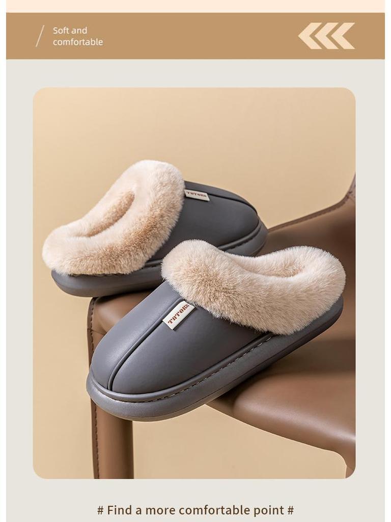 Женские нескользящие водонепроницаемые хлопковые тапочки на толстой подошве – Уютный меховой дизайн для осенне-зимнего периода, для беременных и мужчин