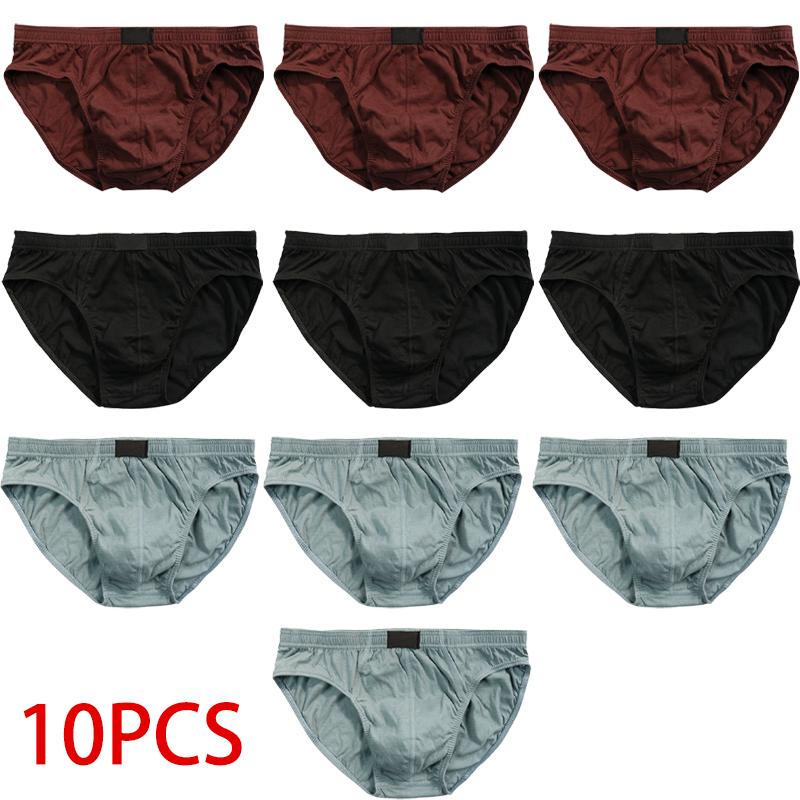 10 шт. Хлопковые мужские трусы-слипы с принтом, нижнее белье, свободные, большого размера, влагопоглощающие, дышащие