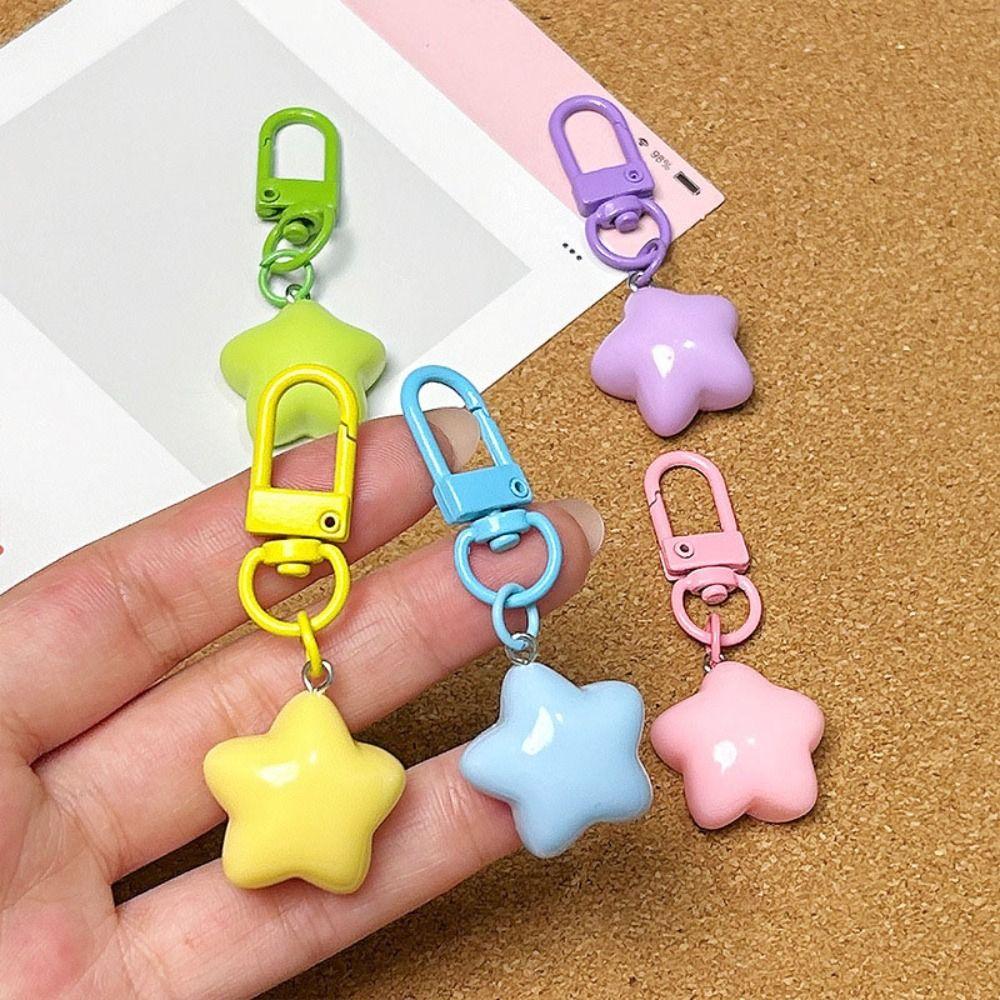 5pcs Resin Chubby Star Keychain noctilucent Backpack Pendant Friendship Stars Keychain Girls Gifts