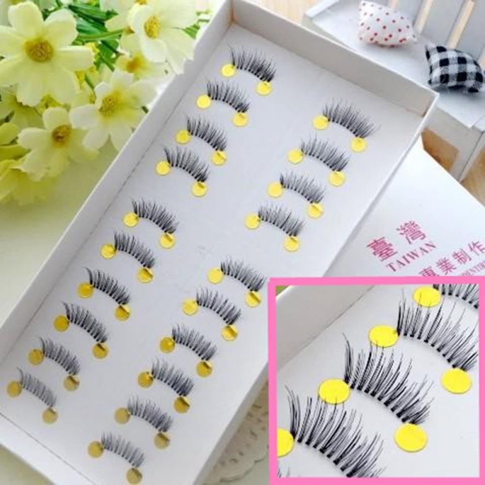 10 Pairs Cosmetic Makeup Tool Black Natural Fake Half Corner False Eyelashes Mini