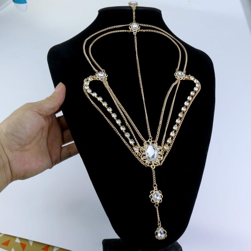 Bohemian Crystal Bridal Headband Rhinestone Headwear Tassel Hair Chain Forehead Pendant Headdress