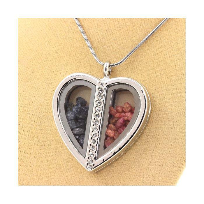 Pierres et Minéraux. Collier Saphir + Spinelle brut. Modèle coeur.