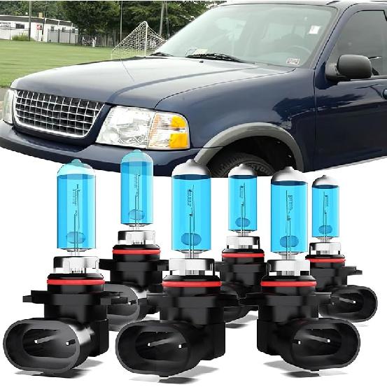 Галогенные фары подходят для Ford Explorer 2002-2005, лампы фар, 9005/HB3/H10 дальний свет + 9006/HB4 ближний свет + 9145/9140 противотуманные фары, комплект, подключи и