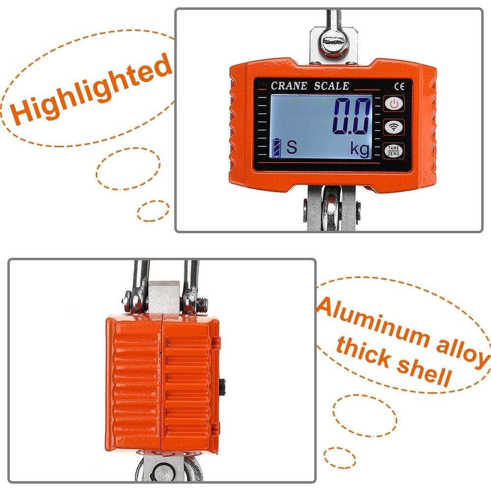 HD LED Display Wireless Electronic Hook Scales Heavy Duty Digital Hanging Scale Crane Scale with Remote Control 1000kg