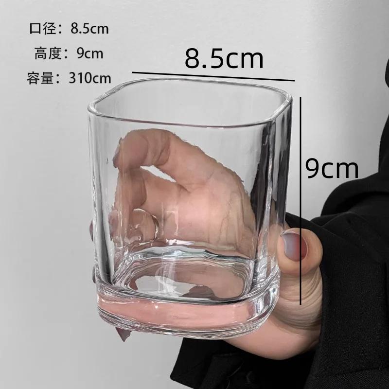 Прозрачная стеклянная кружка с вертикальными полосками, квадратная кружка для кофе, стаканы для сока, стаканы для воды, стаканы для холодных напитков, бокалы для вина, стаканы для питья