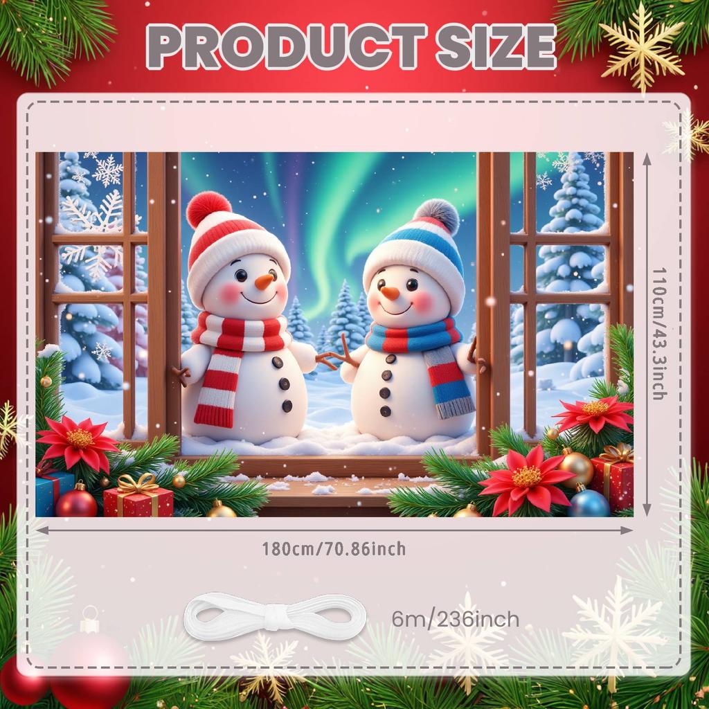 Snowman Banner Plush Snowman Christmas Party Banner Xmas Banner Poinsettia Accent For Xmas Event Winter Holiday Home Decoration