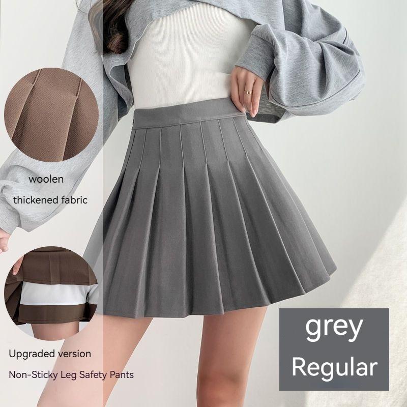 Tweed Plaid High Waist Pleated Skirt Autumn and Winter Skinny A-line Skirt Large Size Autumn and Winter Models