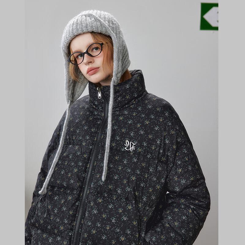 unifree Korean Style Small Floral 90% White Duck Down Short Jacket