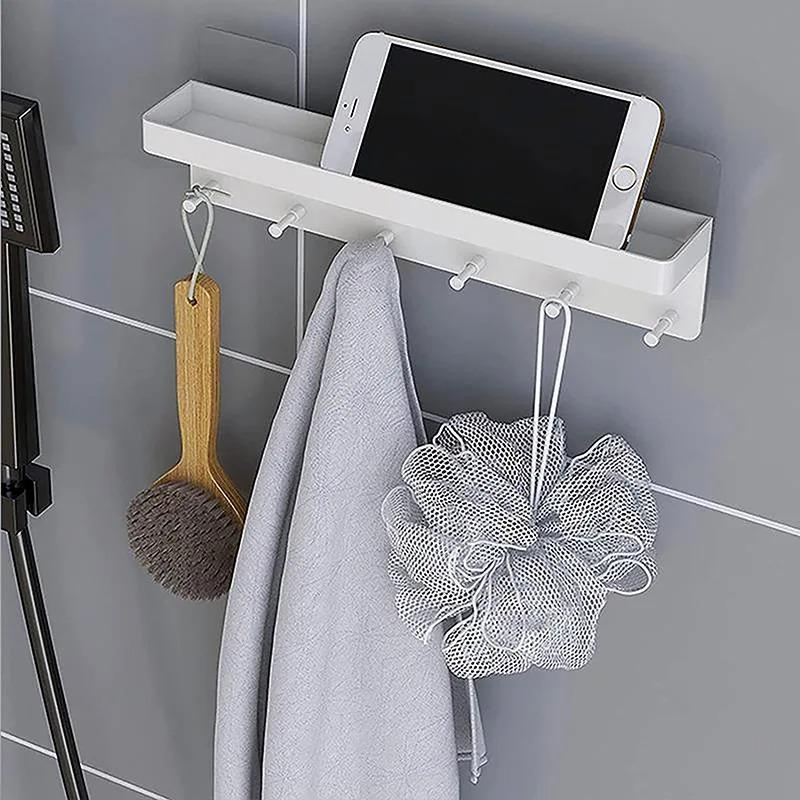 Kitchen Wall Hanger Keys Holder Coat Rack Hanging Hooks Napkin Holder Wall Mount with 6 Hooks Storage Rack for Kitchen Rack