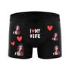 Customized Men's Heart Print Funny Boxer Underwear, Elastic And Soft Comfortable Everyday Personalized Underwear, Ideal Gift For Boyfriend/Husband