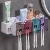 Punch-Free Toothbrush and Toothpaste Holder Set with Mouthwash Cup
