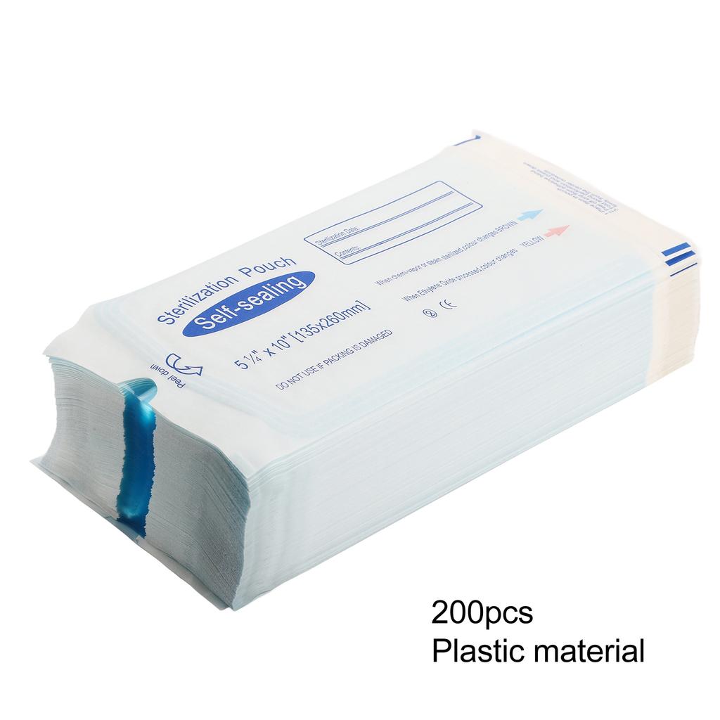 200 шт. Стоматологический самозапечатывающийся стерилизационный пакет Тройная термосварка Предотвращает разрывы Автоклавные пакеты для салонов красоты, ногтевых