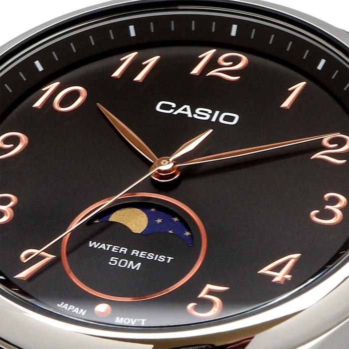 Casio Стандартные аналоговые мужские часы с фазами Луны MTP-M110L-1AV Черная кожа