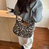Autumn/Winter 2025 Korean Style Leopard Print Plush Tote Bag - Versatile Shoulder & Crossbody for Women