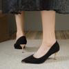 NEW Women's Style Banquet Light Luxury 6 8cm High Heels Pumps Stiletto Metal Pointed Suede Single Casual Comfort